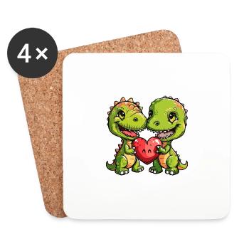 Worm Couple Valentine's Day - Coasters (set of 4) - white - Front