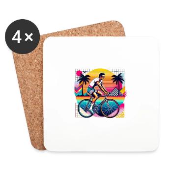 retro road bike rider 80s vintage - Coasters (set of 4) - white - Front