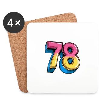 78 Nombre Coloré - Dessous de verre (lot de 4) - blanc - Devant