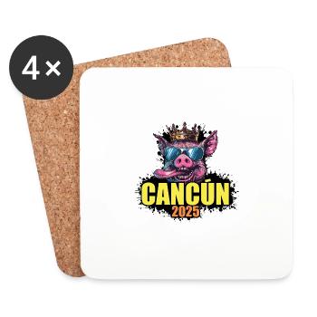 Cancun 2025 Schwein - Untersetzer (4er-Set) - Weiß - Vorne