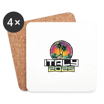 Italie 2025 Palmiers de vacances - Dessous de verre (lot de 4) - blanc - Devant