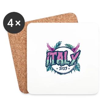 Vacances Italie 2025 - Dessous de verre (lot de 4) - blanc - Devant