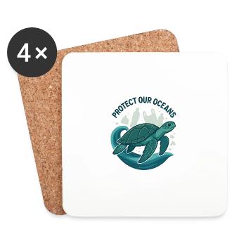 Protect Our Oceans - Coasters (set of 4) - white - Front