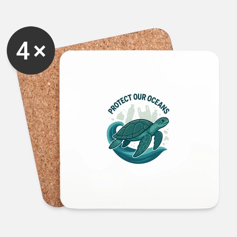 Protect Our Oceans - Coasters (set of 4) - white