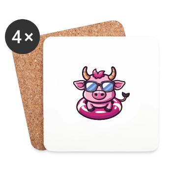 Taurus Bande dessinée Cool - Dessous de verre (lot de 4) - blanc - Devant