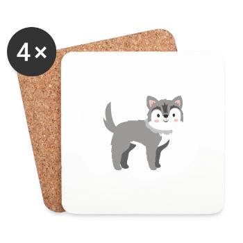 Loup doux - Dessous de verre (lot de 4) - blanc - Devant