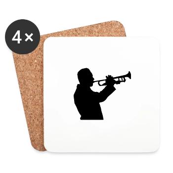 Trumpets trumpets orchestra wind instrument - Coasters (set of 4) - white - Front