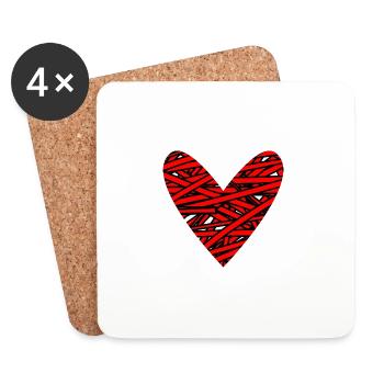 HERZ. HERZ. HEILIGER VALENTIN. LIEBE. LIEBE. WEIHNACHTEN - Untersetzer (4er-Set) - Weiß - Vorne
