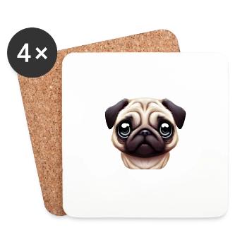 Unique Pug Portrait - Coasters (set of 4) - white - Front