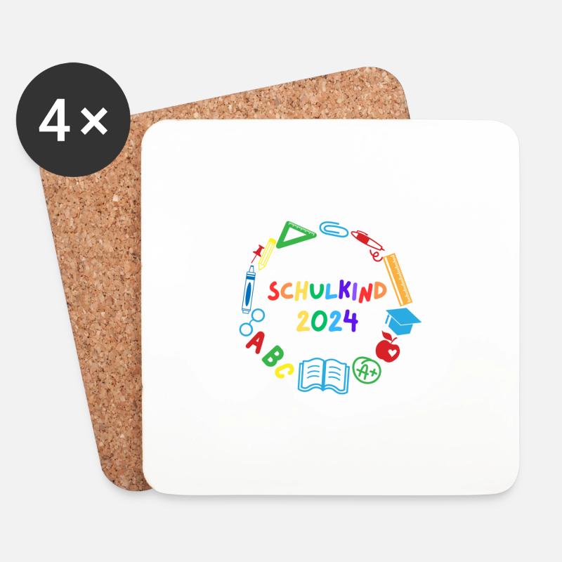 Schulkind 2024 ABC - Untersetzer (4er-Set) - Weiß