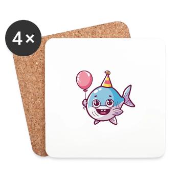 Piranha Fische Geburtstag Baby - Untersetzer (4er-Set) - Weiß - Vorne