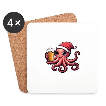 Octopus Bière Noël - Dessous de verre (lot de 4) - blanc - Devant