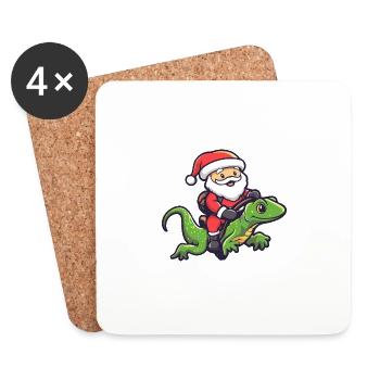 Lizard Santa Claus - Coasters (set of 4) - white - Front