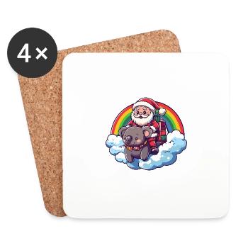 Koala Weihnachtsmann Regenbogen - Untersetzer (4er-Set) - Weiß - Vorne