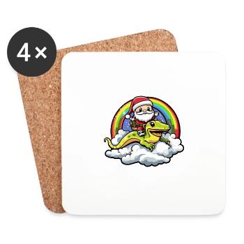 Echse Weihnachtsmann Regenbogen - Untersetzer (4er-Set) - Weiß - Vorne