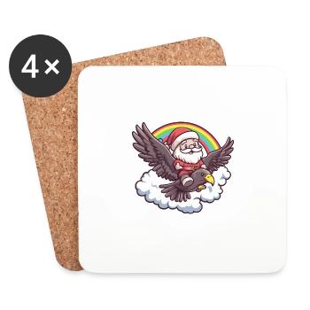 Harpie oiseau Père Noël Arc-en-ciel - Dessous de verre (lot de 4) - blanc - Devant