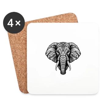 Elephant Head - Coasters (set of 4) - white - Front