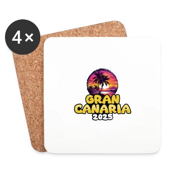 Gran Canaria 2025 Palmen Bunt - Untersetzer (4er-Set) - Weiß - Vorne