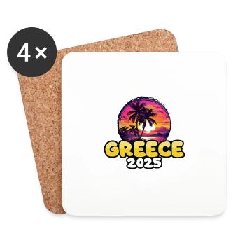 Greece 2025 Palm Trees Multicolored - Coasters (set of 4) - white - Front