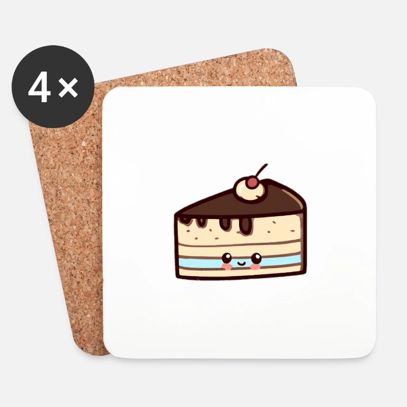Mokka-Kuchenstück, lecker! - Untersetzer (4er-Set) - Weiß