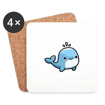 Baleine - design mignon et doux - Dessous de verre (lot de 4) - blanc - Devant