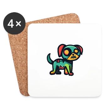 Dog Halloween Zombie - Coasters (set of 4) - white - Front
