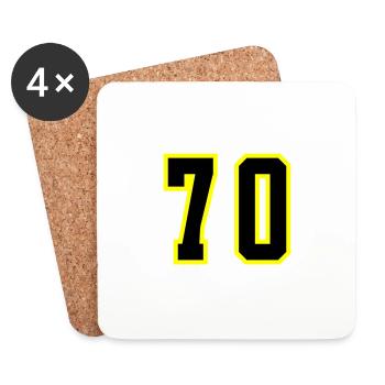 70 Zahl Trikot - Untersetzer (4er-Set) - Weiß - Vorne