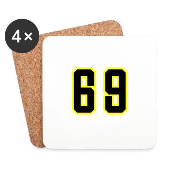 69 Zahl Trikot - Untersetzer (4er-Set) - Weiß - Vorne