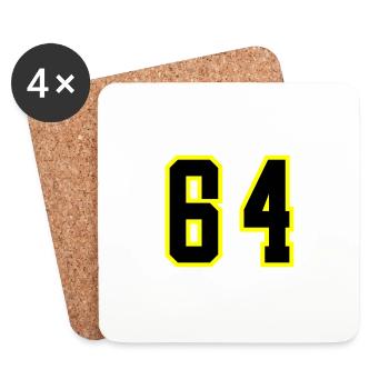 64 Zahl Trikot - Untersetzer (4er-Set) - Weiß - Vorne