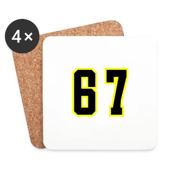 67 Zahl Trikot - Untersetzer (4er-Set) - Weiß - Vorne
