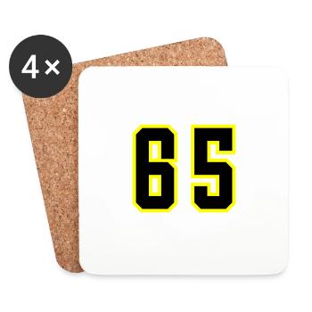65 Zahl Trikot - Untersetzer (4er-Set) - Weiß - Vorne