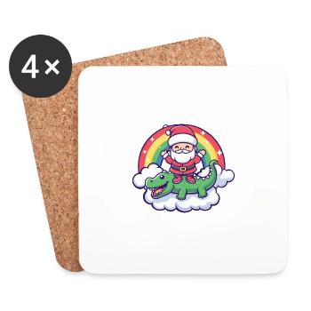 Alligator Weihnachtsmann Regenbogen - Untersetzer (4er-Set) - Weiß - Vorne