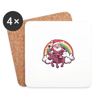 Orignal, Père Noël, Arc-en-ciel - Dessous de verre (lot de 4) - blanc - Devant