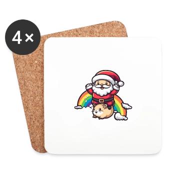 Hamster Weihnachtsmann Regenbogen - Untersetzer (4er-Set) - Weiß - Vorne