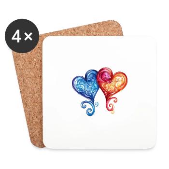 Herzen Liebe Ornamente Hochzeit - Untersetzer (4er-Set) - Weiß - Vorne