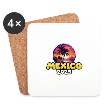 Mexiko 2025 Palmen Bunt - Untersetzer (4er-Set) - Weiß - Vorne