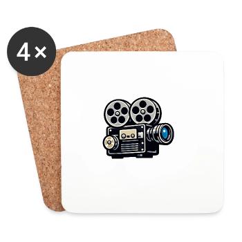 Vintage Filmprojektor Illustration - Untersetzer (4er-Set) - Weiß - Vorne