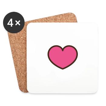 Coeur coeur - Dessous de verre (lot de 4) - blanc - Devant