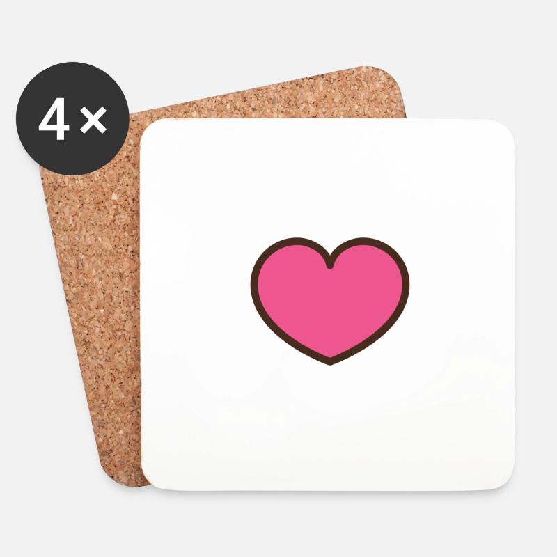 Heart Herz - Untersetzer (4er-Set) - Weiß