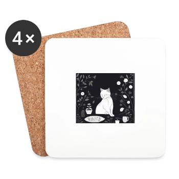 Miau - Untersetzer (4er-Set) - Weiß - Vorne