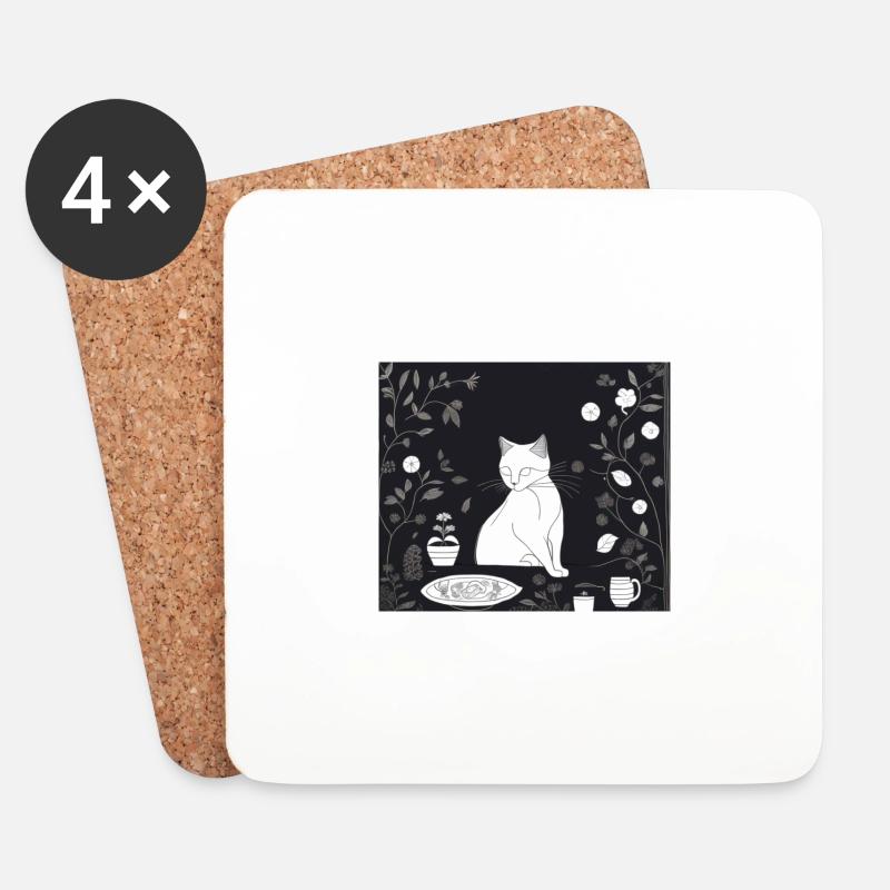 Miau - Untersetzer (4er-Set) - Weiß