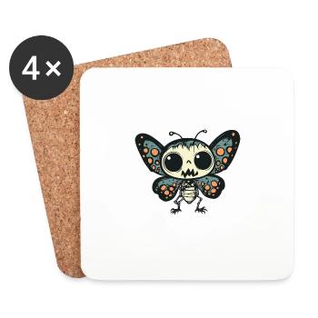 papillon Halloween bande dessinée drôle - Dessous de verre (lot de 4) - blanc - Devant