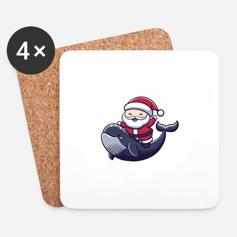 Wal Weihnachtsmann - Untersetzer (4er-Set) - Weiß