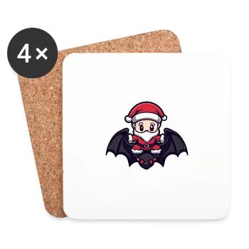 Bat Santa Claus - Coasters (set of 4) - white - Front