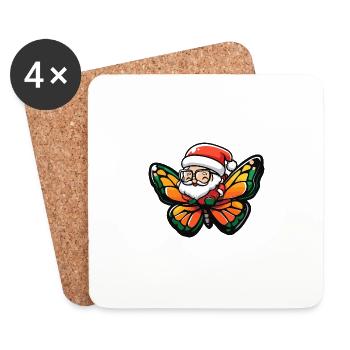 Butterfly Santa Claus - Coasters (set of 4) - white - Front