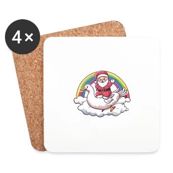 Goose Santa Claus Rainbow - Coasters (set of 4) - white - Front