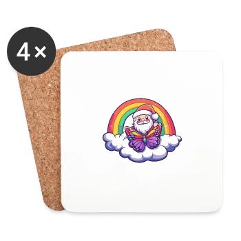 Schmetterling Weihnachtsmann Regenbogen - Untersetzer (4er-Set) - Weiß - Vorne