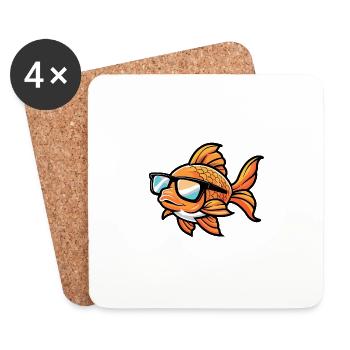 Poisson rouge - Dessous de verre (lot de 4) - blanc - Devant