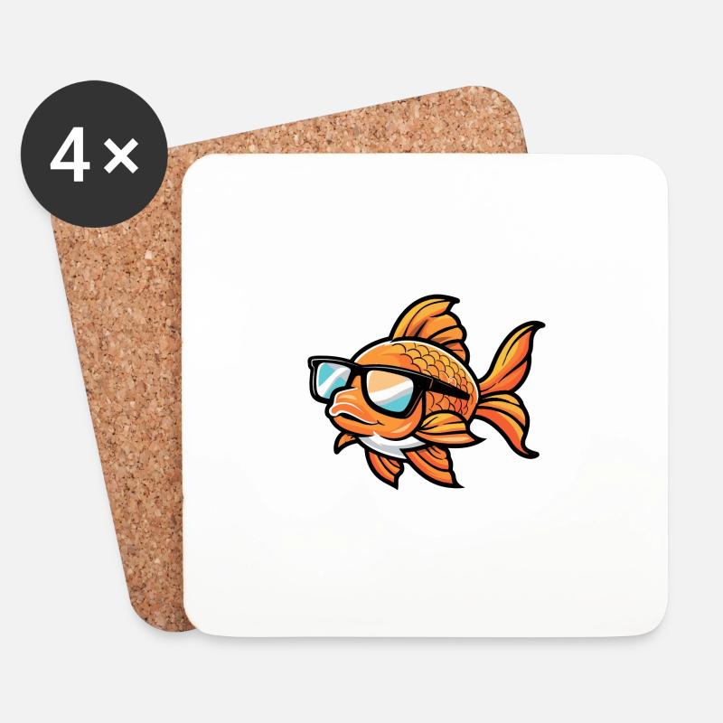 Goldfisch Tier - Untersetzer (4er-Set) - Weiß