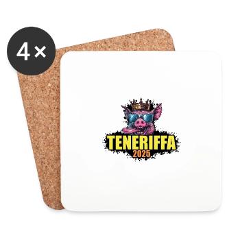 Tenerife 2025 Pig - Coasters (set of 4) - white - Front